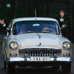 Bush-Putin-Volga-Gaz-21 George Bush and Vladimir Putin driving a Volga Gaz 21